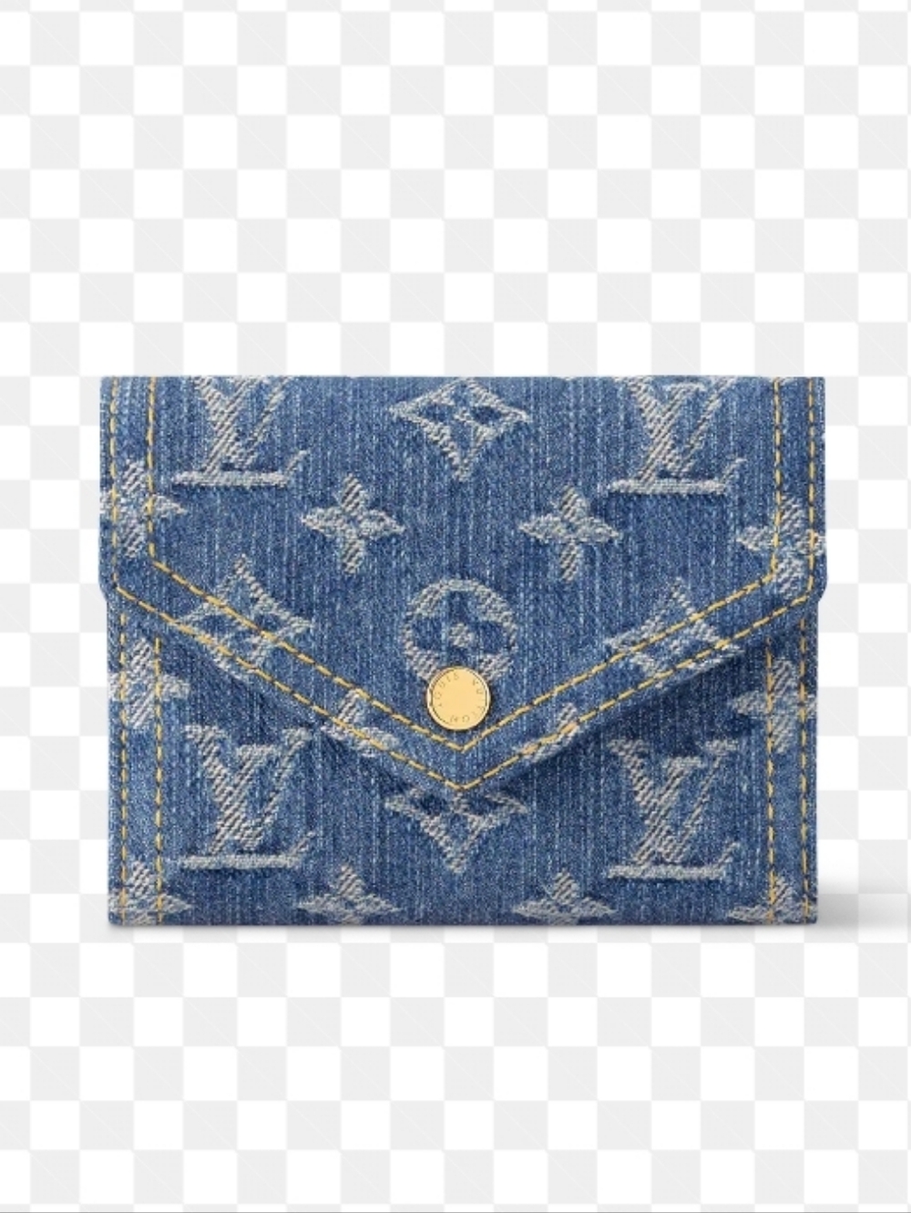 Cotton Jean Blue Denim Monogram Compact Wallet Remix Snappy - Picture 5 of 11